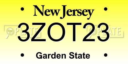3ZOT23 New Jersey License Plate