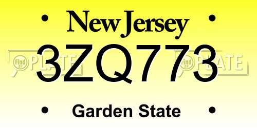 3ZQ773 New Jersey License Plate