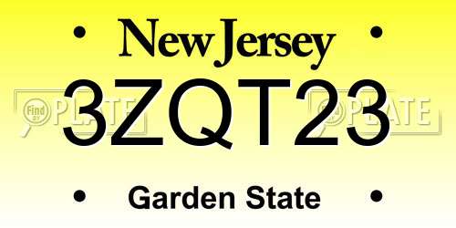 3ZQT23 New Jersey License Plate