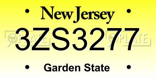 3ZS3277 New Jersey License Plate