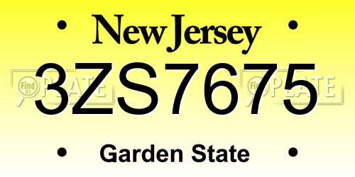 3ZS7675 New Jersey License Plate