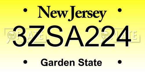 3ZSA224 New Jersey License Plate