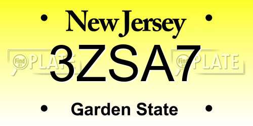 3ZSA7 New Jersey License Plate