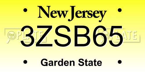 3ZSB65 New Jersey License Plate