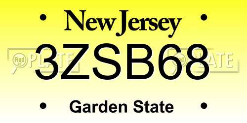 3ZSB68 New Jersey License Plate