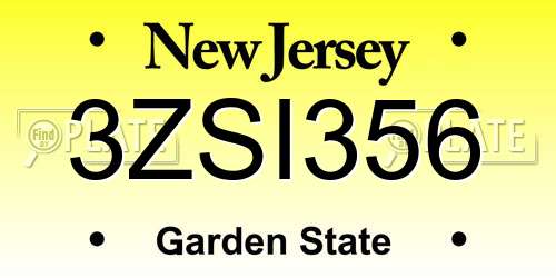 3ZSI356 New Jersey License Plate