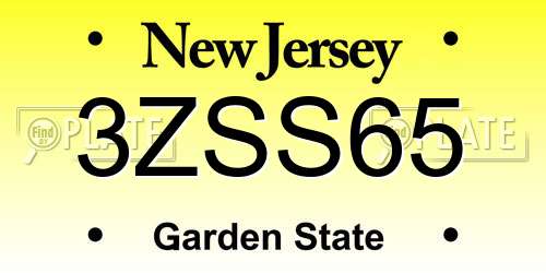 3ZSS65 New Jersey License Plate