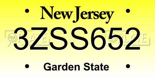 3ZSS652 New Jersey License Plate