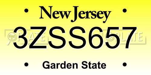 3ZSS657 New Jersey License Plate