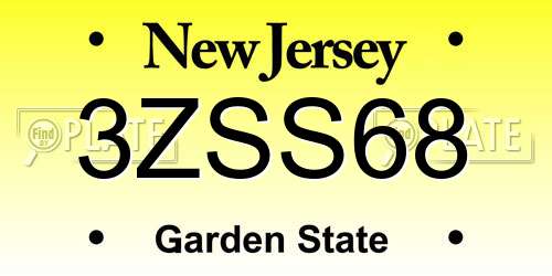 3ZSS68 New Jersey License Plate