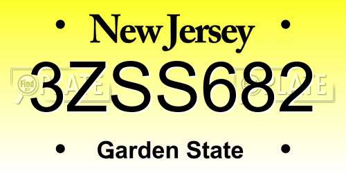 3ZSS682 New Jersey License Plate