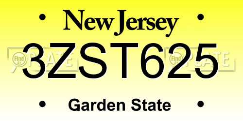 3ZST625 New Jersey License Plate
