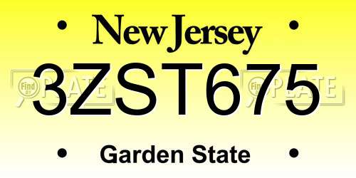 3ZST675 New Jersey License Plate