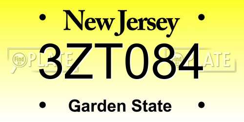 3ZT084 New Jersey License Plate