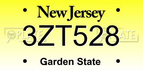 3ZT528 New Jersey License Plate