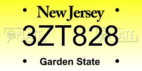 3ZT828 New Jersey License Plate