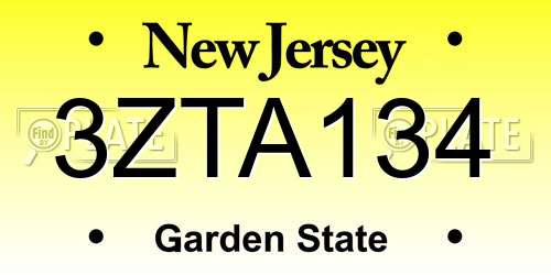 3ZTA134 New Jersey License Plate
