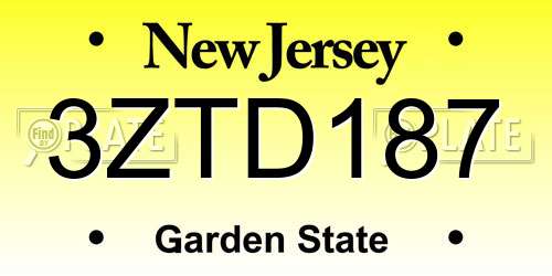 3ZTD187 New Jersey License Plate
