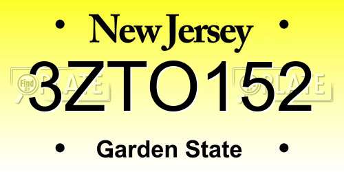 3ZTO152 New Jersey License Plate