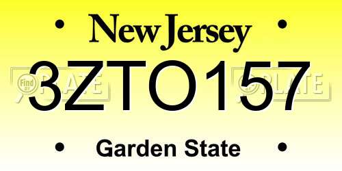 3ZTO157 New Jersey License Plate
