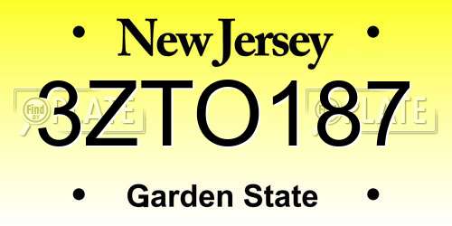 3ZTO187 New Jersey License Plate