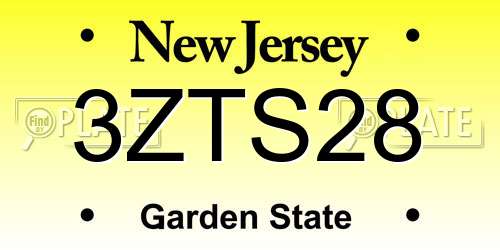 3ZTS28 New Jersey License Plate