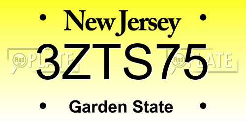 3ZTS75 New Jersey License Plate