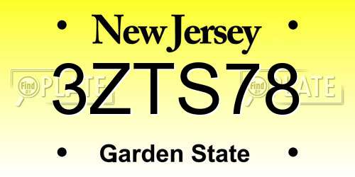 3ZTS78 New Jersey License Plate