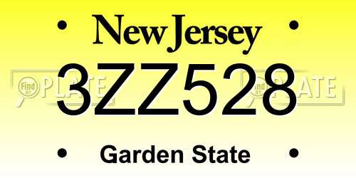 3ZZ528 New Jersey License Plate