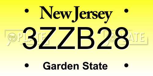 3ZZB28 New Jersey License Plate