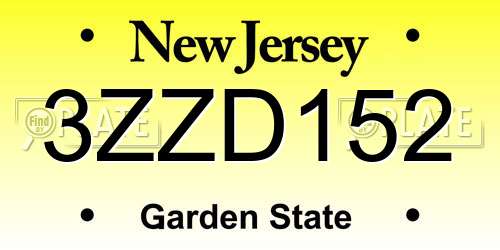 3ZZD152 New Jersey License Plate