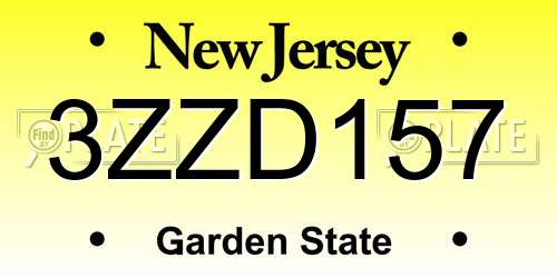 3ZZD157 New Jersey License Plate