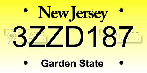 3ZZD187 New Jersey License Plate