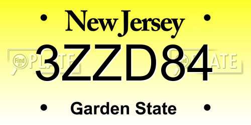 3ZZD84 New Jersey License Plate