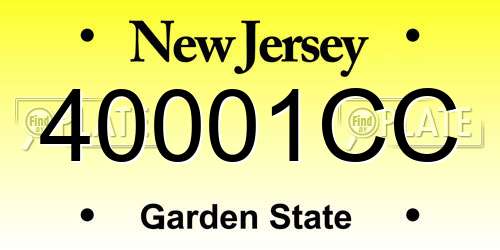 40001CC New Jersey License Plate