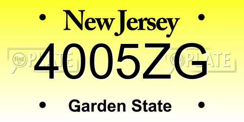 4005ZG New Jersey License Plate
