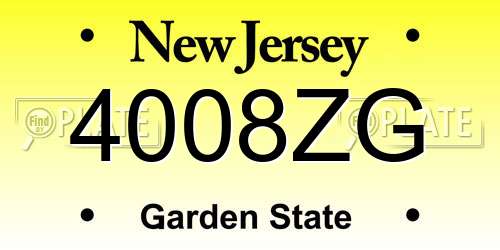 4008ZG New Jersey License Plate
