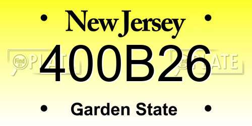 400B26 New Jersey License Plate
