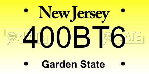 400BT6 New Jersey License Plate