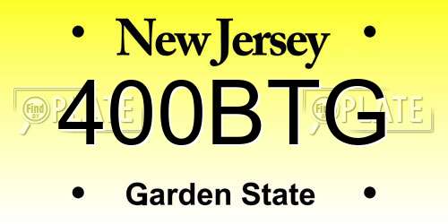 400BTG New Jersey License Plate