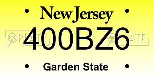 400BZ6 New Jersey License Plate