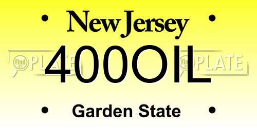 400OIL New Jersey License Plate