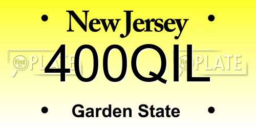 400QIL New Jersey License Plate