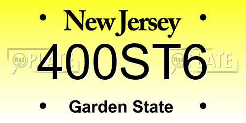 400ST6 New Jersey License Plate