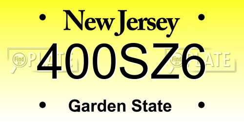 400SZ6 New Jersey License Plate
