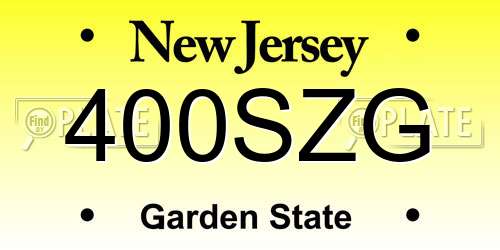 400SZG New Jersey License Plate
