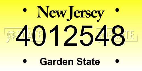4012548 New Jersey License Plate