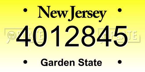 4012845 New Jersey License Plate