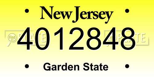 4012848 New Jersey License Plate