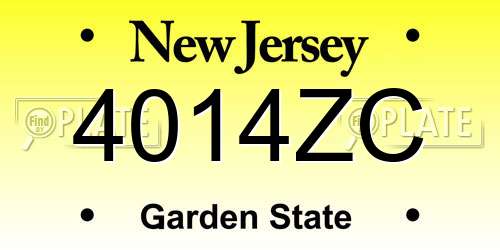 4014ZC New Jersey License Plate